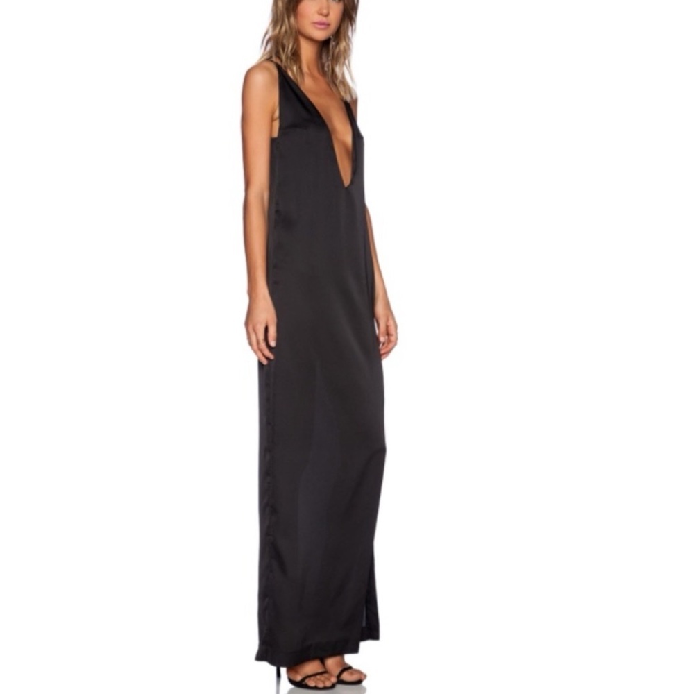 Solace London Black Silk Maxi Dress